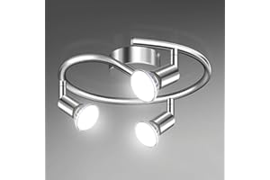 Unicozin LED Ceiling Light Rotatable, 3 Way LED Ceiling Spotlight, Chrome & Swivelling Design, Including 3 X 4W GU10 LED Bulbs (450LM, Cool White 6000K),for Kitchen, Living Room, Bedroom