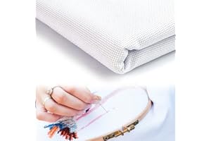 DIKEBAO 59 by 39Inch 14 Count Aida Cloth Cross Stitch Large Fabric White Cross Stitch Cloth Fabric Classic Reserve Aida Cloth Embroidery Cloth for Embroidery Needlework, DIY Craft (1 x 1.5m)