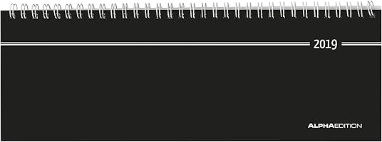 Tisch-Querkalender schwarz 2019 - Bürokalender / Tischkalender (28,5 x 10) - 1 Woche 2 Seiten