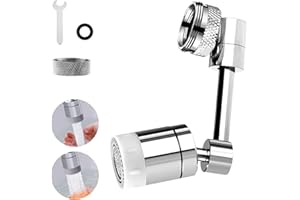 FUFRE Wasserhahn Aufsatz, 1080°drehbarer Multifunktionaler Wasserhahn Verlängerung, Universeller Wasserhahn Mit Spritzfilter Dual Funktions Für Gesichtswäsche, Gargle Und Augenspülung