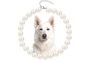 Ymapinc Chunky Pearl Necklace for Dogs, Clothing & Accessories for Dogs, Beaded Dog Collar, Chihuahua Collar, Girl Dog Accessories, Adjustable for Small-Medium-Large Pets