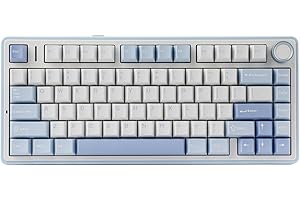 ‎EPOMAKER EPOMAKER x Aula F75 Gasket Mechanische Tastatur, 75% Hot swap-fühige Gaming-Tastatur mit Fünf-Schicht-Polsterung&Knopf, Bluetooth/Wireless/USB-C, RGB (Sea Salt Blue, Crescent Switch)