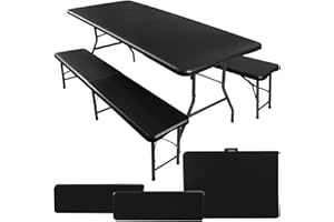 ‎MT MALATEC MT MALATEC Gartengarnitur klappbar 3-teilig Campingtisch 180x74cm mit 2 Bänken – Klapptisch Set wetterfest bis 230kg – Gartentisch Catering Outdoor Koffertisch Picknickfest