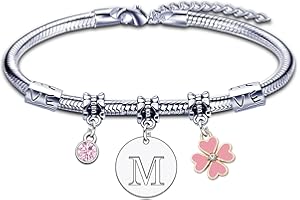 KJKJKJ A-Z 26 Lettera Iniziale Ciondolo Bracciale Donne Natale Regalo Personalizzazione Idee Regalo di Compleanno Bracciale,Figlia Sorelle Amici Amante Compleanno Natale Laurea Regalo Bracciale