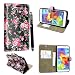 Produktbild GSDSTYLEYOURMOBILE {TM} Samsung Galaxy S5 mini (SM-G800) PRINTED PU LEDER FLIP CASE COVER HÜLLE ETUI TASCHE Schutzhülle + STYLUS (Roses on Black Book)