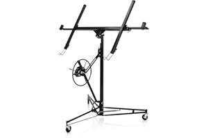 DKIEI Drywall Plasterboard Lifter with Wheels, 11FT Portable Drywall Hoist Jack Tool, 68KG Lifting Capacity Heavy Duty Drywall Lifter, Black