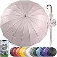 Royal Walk Windproof Umbrella Black Large 54 Inch Automatic Open for 2 Persons Stormproof for Men Women Classic Wooden Handle Lightweight Waterproof Durable Strong 16 Ribs Golf Unisex 120cm (Beige)