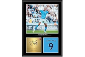 S STEEN Signed Erling Haaland A4 Photo Display With Frame Included | Gift For City Fans | Gift For Erling Haaland Fans | Football Memorabilia | City Memorabilia | Haaland
