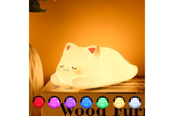 ZKLiLi Veilleuse Lapin pour Enfants, Mignon et Kawaii, Décoration de Chambre, Portable avec Chargement (Chat Rechargeable-C)