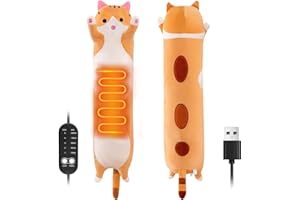 MEWMIX Electric Heat Pad for Period, Back Pain Relief - Menstrual Heating Heated Pad USB Powered - Cat Plush Portable Stuffed Animal - Funny Women Kids Teenage Girls Mum Cat Lovers Birthday Gifts