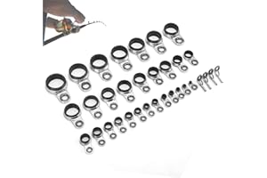 SOONHUA Kit de guías de caña de Pescar, Kit de Repuesto de Barra de Ojo, Anillo de línea de balsa caña de Pescar Piezas de reparación de Edificios telescópica Surf Casting Rod guías Punta Tops Kit