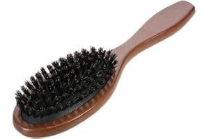 Anself Peine de cerdas de jabalí natural, cepillo de pelo ovalado, cepillo de extensión de cabello, madera de haya para establecer cabello grueso, largo, corto, seco o dañado