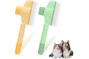 JRILUO 2 Stück Fellblitz Bürste Katze, Selbstreinigende Fellblitz Bürste Katze mit Entriegelungsknopf, Entfernt Unterwolle, Knoten und loses Fell, für Kurz und Langhaarige Hunde oder Katze