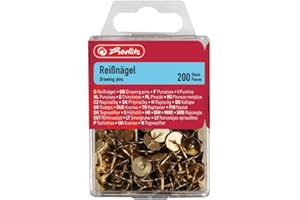 Herlitz Punaises rondes, métal entouré de plastique, 200 pièces dans boîte à accroche, mélange de couleurs metall