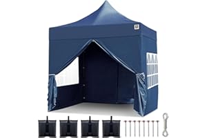 Gorilla Gazebo 2.5x2.5mtr Pop Up Commercial Grade Gazebo 4 Side Panels Leg Weights Peg Set Wheeled Carrybag (Blue)