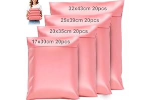 XRXYMQ Postpåsar 80 st 17x30 20x35 25x39 32x43 cm Rosa Fraktpåsar