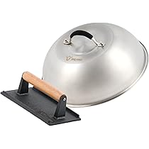Set BBQ Toro - Campana Acciaio Inox E Pressa Carne Ghisa Ø31.5cm | Per Hamburger, Griglia - Foto 4
