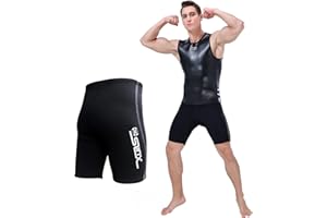 PAWHITS Pantalones cortos de neopreno de 2 mm de cintura alta para buceo, natación, surf, para hombre