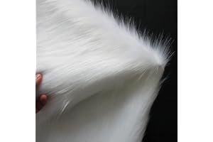 Yimihua Tissu en Peluche Tissu en Fausse Fourrure matériau en Fausse Fourrure à Poils Longs Moelleux pour Costume Mode Tapis Accessoires Décors Chaise Cosplay Décoration 150cm*50cm(Color:Blanche)