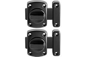 Litensh 2PCS Pestillo giratorio para puerta de inodoro de baño, cerradura de puerta de acero inoxidable, cerrojo puerta, Cerrojo de Perno, pestillo deslizante de seguridad cepillado, negro 55mm