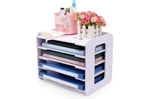Umllpet 5-Tier Büro Aktenablage, Briefablage weiß, A4 Papier Organizer für Schreibtisch, Schreibtischablage Organizer, Mail Brief Tray für Dokument, Notizbuch Speicher Rack für Home Office Schule