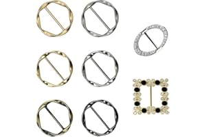 DLAND 8 fibbie per sciarpe, fibbie per magliette, fibbie per cinture tonde a spirale, fibbie di regolazione, fibbie angolari in metallo tempestate di diamanti