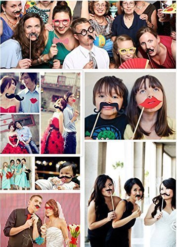 58pcs Foto Booth, Foto Fotorequisiten, Fotoaccessoire, Foto DIY Kit für Hochzeits, Geburtstags-Abschlussfeier oder jede andere Party Supplies, Dress-up Zubehör, Kostüme mit Schnurrbart, Fliegen,Brille etc. en Geburtstage Photobooth Kleid-Up Zubehör Partei Begünstigt, Kostüme Mit Schnurrbart Auf Einem Stick, Hüte, Brillen, Schneemann,Weihnachten,Mun - 2