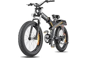 ENGWE MTB Electric Bikes for Adults, X24 Folding Electric Bike for Adults - Battery 48V29.2AH Long Range 150 km, 24 Inch × 4.0 Fat Tire All Terrain E-Bike, Shimano 8 Gear, Triple Suspension