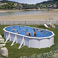Gre KITPROV738- Piscina Atlantis desmontable ovalada de acero color blanco 730x375x132 cm
