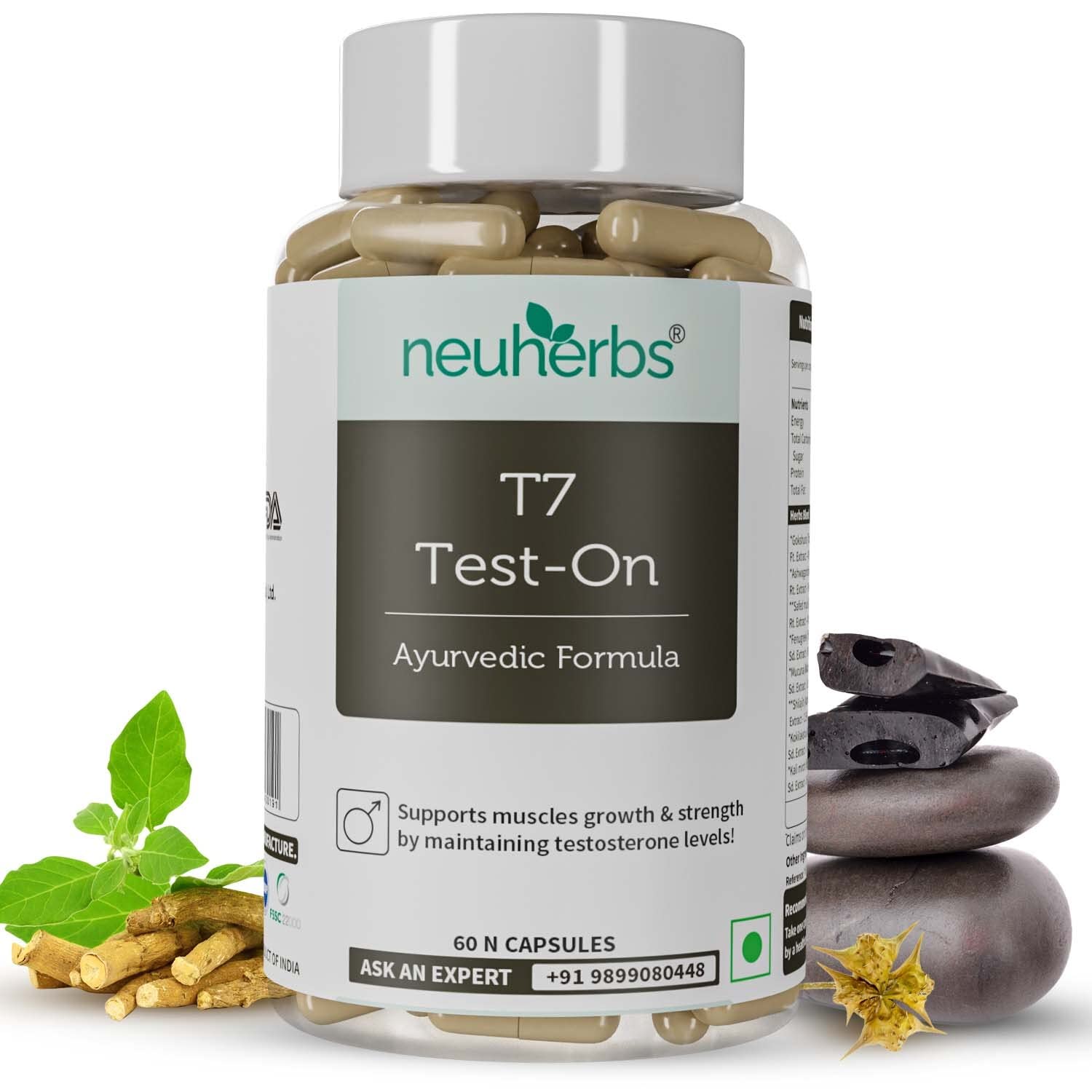 Neuherbs Ayurvedic T7 Test On [Approved by Ministry of AYUSH] For Men, With Shilajit, Ashwagandha, Gokshura, Kali Mirch, Safe