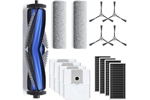 Geoviizon Lot de 15 accessoires pour ECOVACS DEEBOT X8 Omni/X8 Pro Omni, 1 brosse principale en caoutchouc, 4 filtres, 2 rouleaux de nettoyage, 4 brosses latérales, 4 sacs d'aspirateur