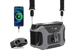 VAIRTINARY Ventilatore portatile ricaricabile 20000mAh con clip da cintura, autonomia di 40 ore, doppio flusso d'aria regolabile in 5 velocità, design hands-free, ideale per campeggio e attività all'aperto