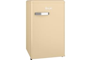 SWAN SR11035CNE Retro Under Counter Fridge with 77L Fridge Capacity, 13L Freezer Capacity, 1 Glass Shelf, 3 Door Shelves, 1 Salad Drawer, E Energy Rated, Cream