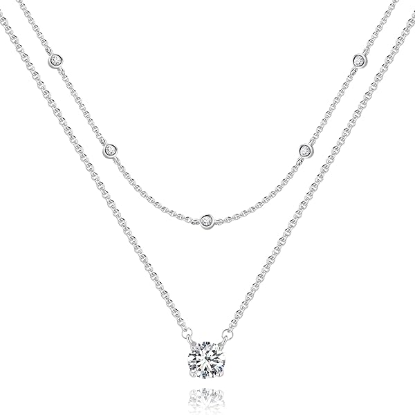 Meteorstarry Zilveren halsketting voor dames, 925 sterling zilver, 3 stuks, gelaagd, 925 sterling zilver, met cirkelvormige hanger, waterbestendig, lange hypoallergene zilveren ketting, damessieraden Meteorstarry Zilveren halsketting voor dames, 925 sterling zilver, 3 stuks, gelaagd, 925 sterling zilver, met cirkelvormige hanger, waterbestendig, lange hypoallergene zilveren ketting, damessieraden