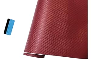 NewL 3D Deep Red Carbon Fiber Vinyl Wrap Roll with Air Release Bubble Free Adhesive Film Contain Installation Tools (30cm x 300cm)