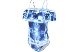 Aisyee Mädchen Badeanzug Kinder Einteiliger Bademode Hawaiian Rüschen Floral Mädchen Badebekleidung 3-16 Jahre