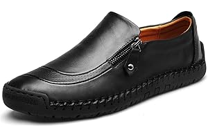 Moodeng Décontracté en Cuir Plat Mocassins Chaussures Bateau Sneaker Non-Slip Durable Respirant Mocassins