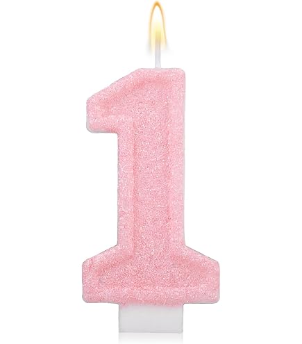 Candela 1° Compleanno Rosa con Cuore
