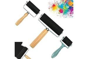 CHMISS Rubber Roller Paint Brush Rubber Roller Lino Paint Roller with Handle Three Models Large Medium and Small for Stamp Colour Block Printing Wallpaper and Crafts Pack of 3