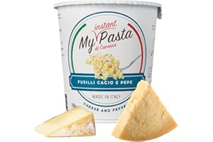 My Instant Pasta Instantánea salsa Cacio e Pepe deshidratada, Lista en 5 minutos, Ingredientes naturales - Pack 6 cups de 70g