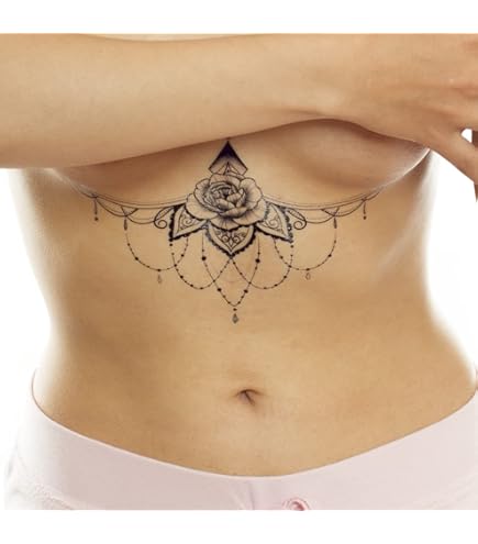 Lotus Mandala Temporäres Tattoo - Underboob / Brustbein Damen Boho Indisch