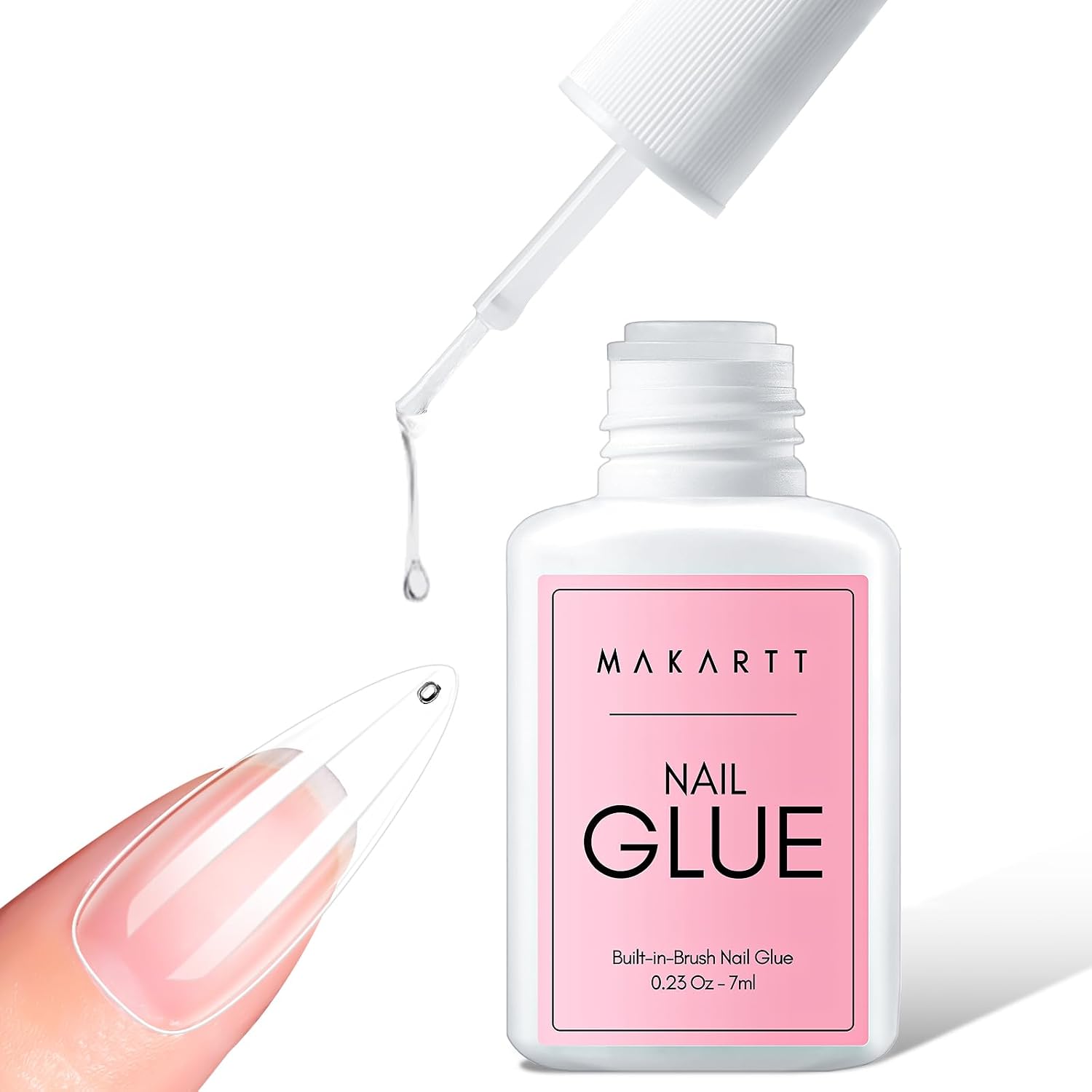 Makartt Extra Strong Nail Glue with Brush – 5s Dries Quickly, Long-Lasting Hold, 7ml Acrylic Adhesive for Nail Tips, Fake Nails & Repairs, No Nail Lamp Needed