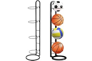 ALKNOT 4 nivåers basketförvaringshylla, bollhållare, fotbollshylla, integrerad hylla i flera lager, basket- och fotbollshylla, bollförvaringshylla