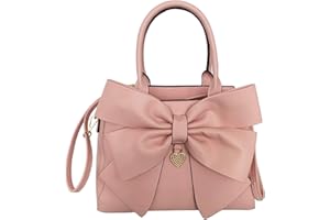 ALWAYSKY Women Handbag 2 Pcs Set Big Bow-Knot PU Leather Top Handle Bag Designer Tote Bag Clutch Wallet Set for Ladies