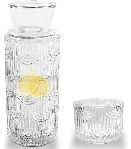 Vintage Comodino Acqua Caraffa Con Bicchiere, Brocca di Vetro Per La Casa, Camera Degli Ospiti, Ufficio Regalo | IT