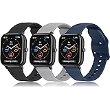 KOJJ 3 Pezzi Cinturino per Amazfit GTS/2/3/4, 20mm Silicone per GTS 2 Mini/4 Mini/GTS 2e, Nero+Grigio+Blu