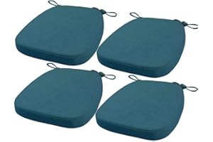 FIOVIP Cojín para Silla con Correas extraíbles, Lavable, Doble Antideslizante, Gran elasticidad40X38X33CM(3CM),Azul Oscuro,4 Piezas