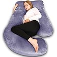 Chilling Home Pregnancy Pillow, 60 inches Full Body Pillow Maternity Pillow for Pregnant Women, Comfort U Shaped Zootzi Pillow with Removable Washable Velvet Cover(Grey, 60 x 28 inches, Full Size)