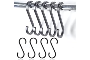 SCJJZ Aluminiowe haczyki w kształcie litery S, 10 haków Heavy Duty Kitchen Haki Black Matte Haczyki do wieszania roślin, doniczki i patelnie, ubrania w kuchni, łazience, ogrodzie