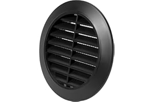 Vent Systems 80 mm, czarna osłona wentylacji, okrągłe otwory wentylacyjne, osłona grilla, zintegrowana ochrona przed owadami, otwory wentylacyjne HVAC do łazienki, biura domowego, kuchni